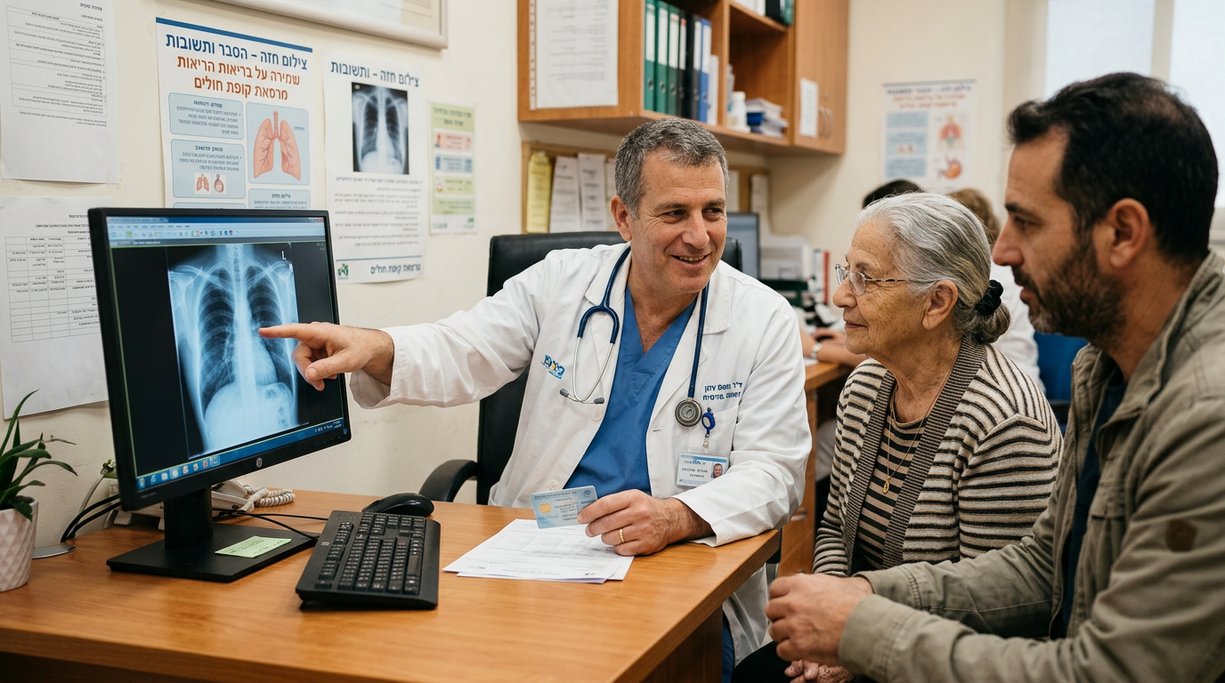 רופא בוחן צילום רנטגן
